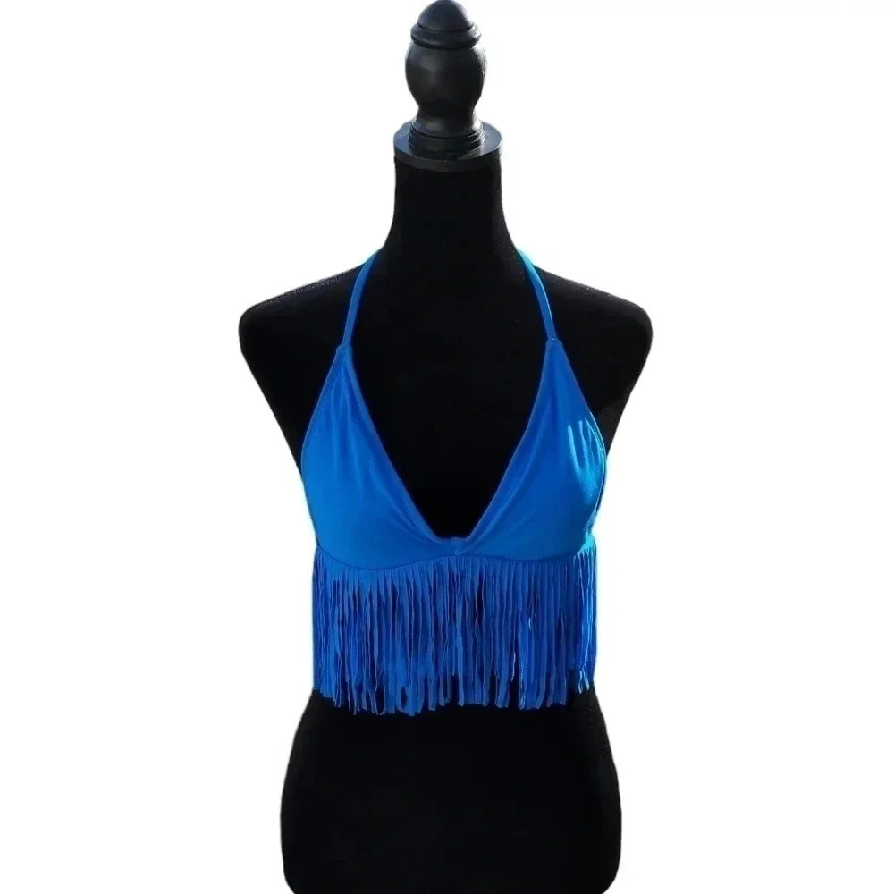 Body Glove Blue Fringe Bikini Top Womens XS